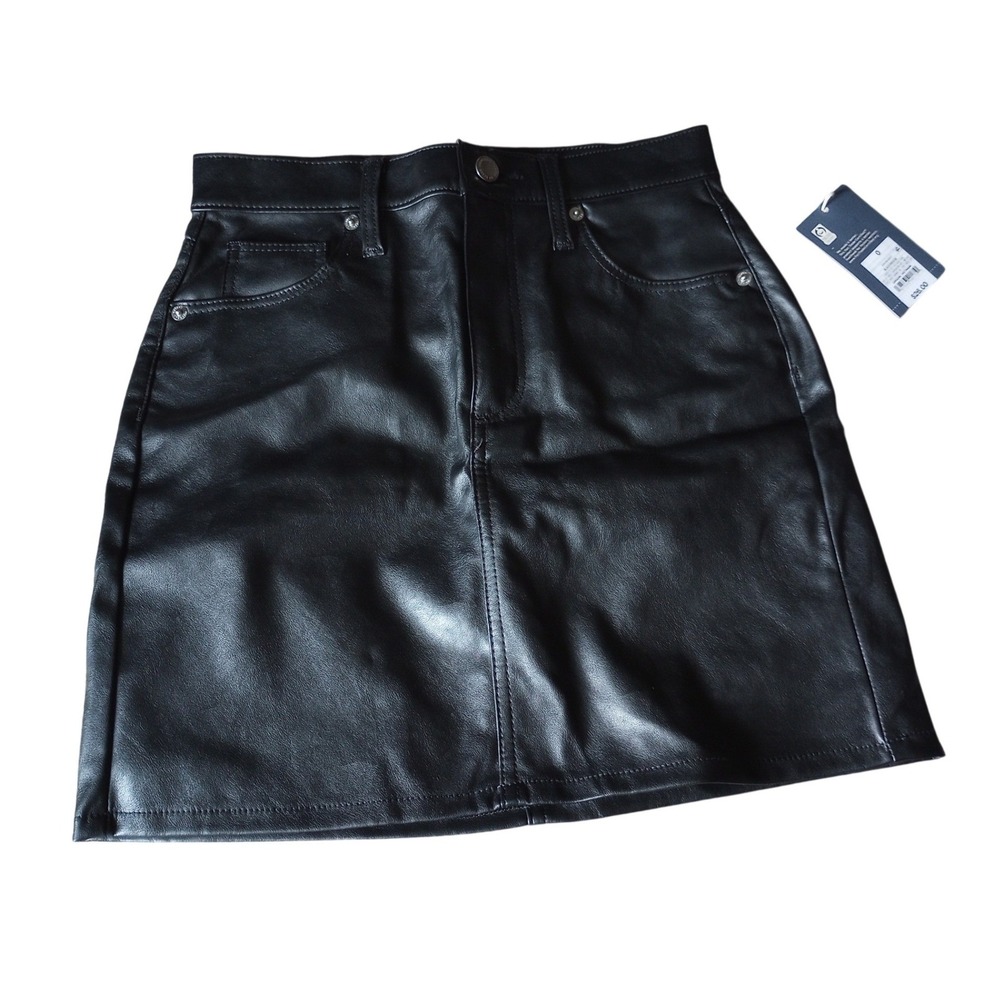 Universal Thread Womens Faux Leather Mini Skirt Black High Rise Size 0 NEW w/TAG
